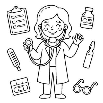 Médico Sorridente com um Estetoscópio