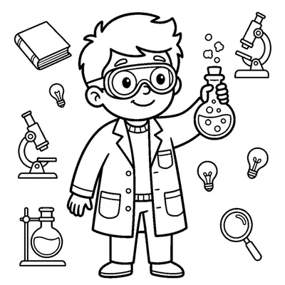 A scientist in goggles holding a round bubbling flask