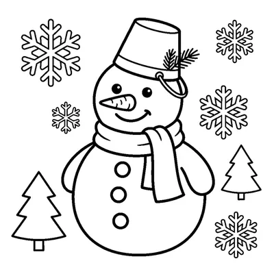 Boneco de Neve Redondo com Cachecol, Botões e Chapéu