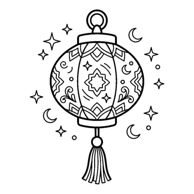 A hanging paper lantern with a tassel at the bottom