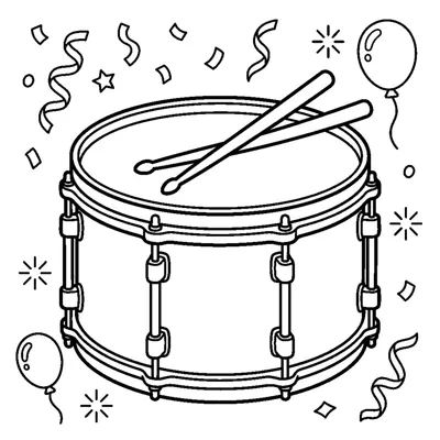 A drum with crossed drumsticks resting on top