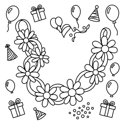 A garland of paper flowers looped in a chain