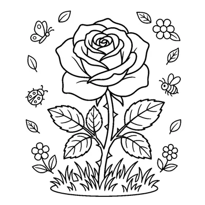Rosa en Flor con Tallo Espinoso