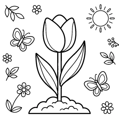 Tulipán Alegre en un Tallo Recto