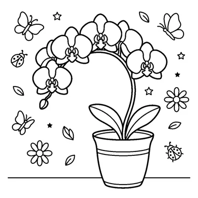 Jolie Orchidée à Plusieurs Fleurs dans un Pot