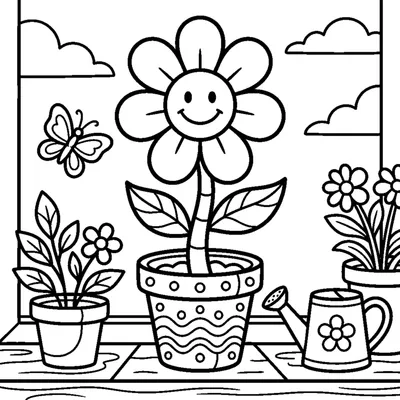 Fiore Felice in un Vaso sul Davanzale