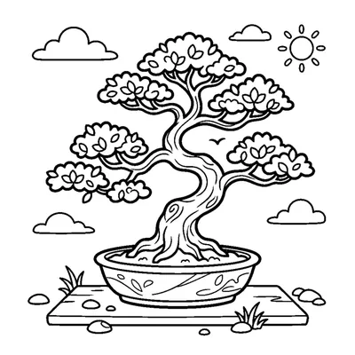 Pequeno Bonsai num Vaso Raso