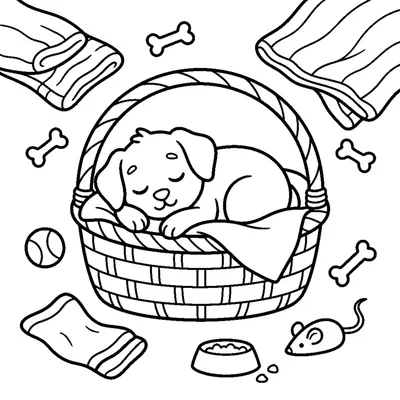 Cachorrito Dormido en su Cesta