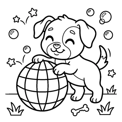 Cachorrinho a Brincar com uma Bola