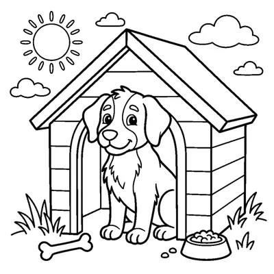 Cão Dentro da Casota de Madeira