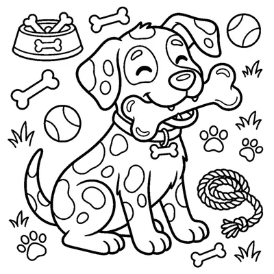 Cão Malhado a Morder um Brinquedo Chiante