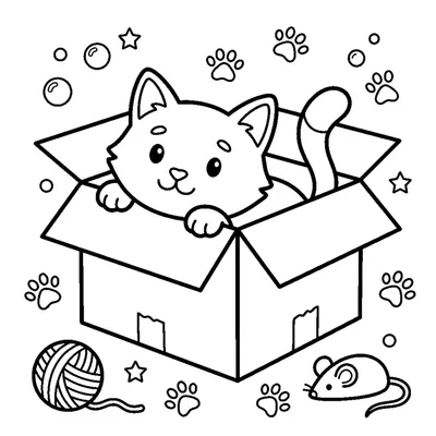 Neugierige Katze in einem Karton