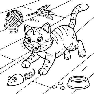 Gato a Perseguir um Ratinho de Brincar