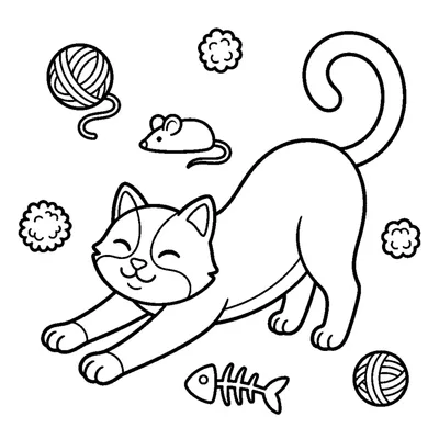 Gato a Espreguiçar-se com as Patas Esticadas