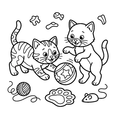 Dois Gatinhos a Brincar com uma Bola