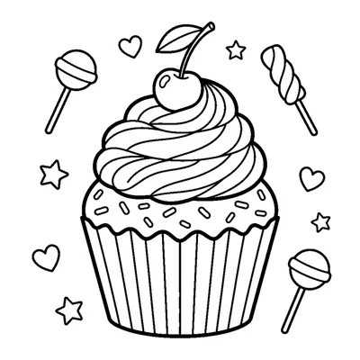 Cupcake mit Sahnehäubchen und Kirsche