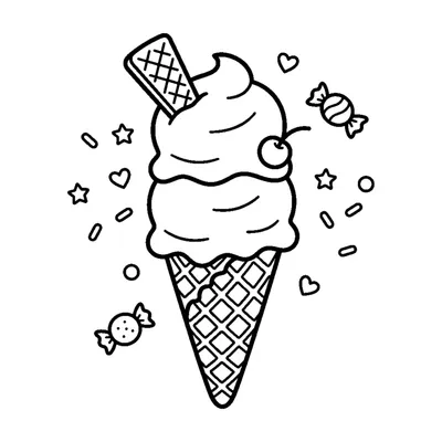 Cono Gelato a Due Palline con una Cialda