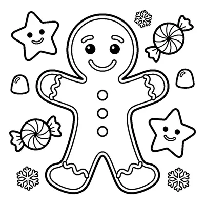 Omino di Pan di Zenzero Sorridente con Bottoni