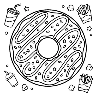 Beignet Rond avec Glaçage et Vermicelles