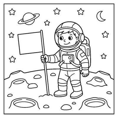 Astronauta Fincando uma Bandeira na Superfície da Lua