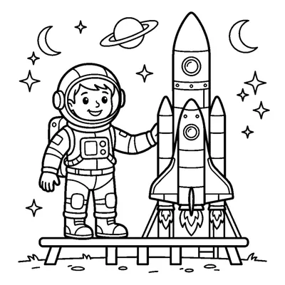 Astronaute à côté d'une fusée prête au décollage