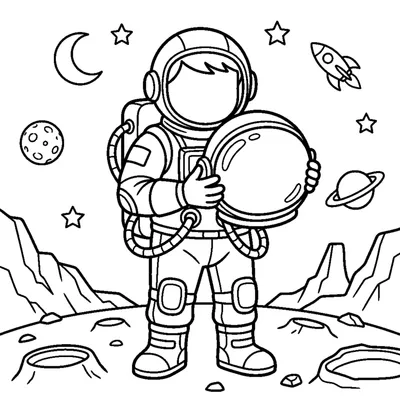 Astronaute tenant un casque rond à deux mains