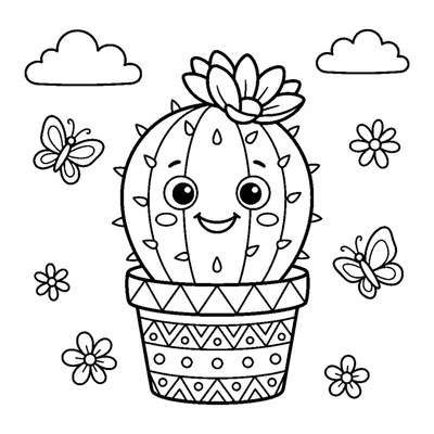 Cactus en pot avec une jolie fleur au sommet