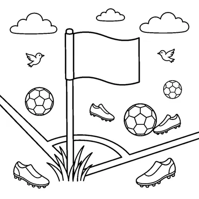 A corner flag planted in the grass by the sideline