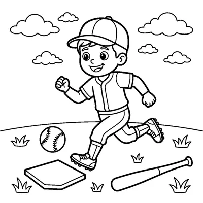 A smiling child running toward a base
