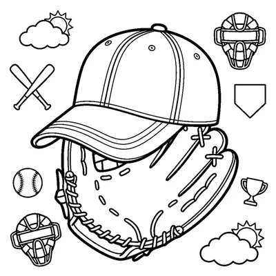 A baseball cap resting on top of a leather baseball glove
