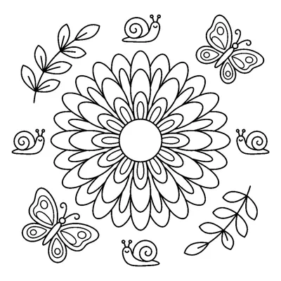 Mandala de Margarida com Coroa de Folhas