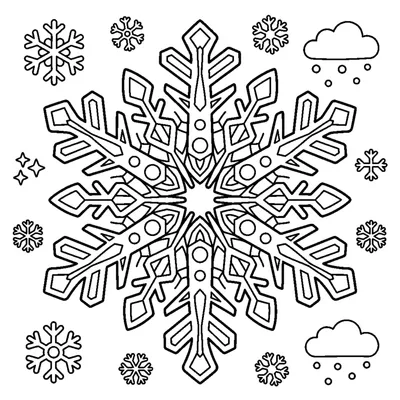 Snowflake Crystal Mandala with Six Points