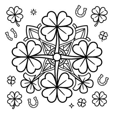 Mandala da Sorte com Trevo de Quatro Folhas