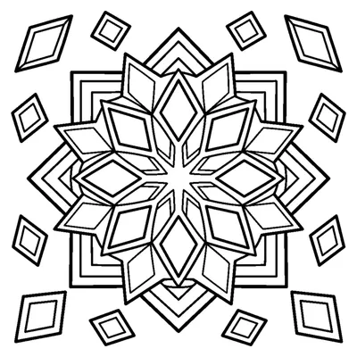 Mandala Geométrica com Losangos e Quadrados