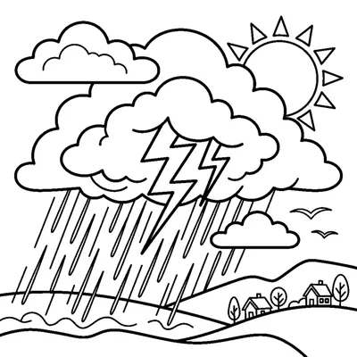 Ciel d'Orage en Été avec Éclairs et Averse