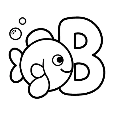 Letter B and a happy Fish