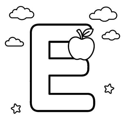 Letter E and a little Apple