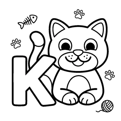 Letter K and a happy Cat