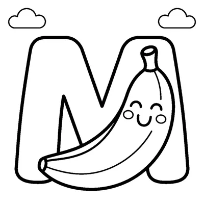 Letter M and a yellow Banana