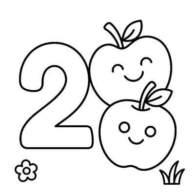 Number 2 and 2 cute apples