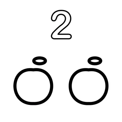 Número 2 e 2 maçãs fofinhas