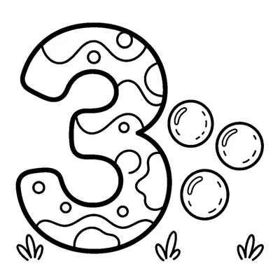 Number 3 and 3 colorful balls