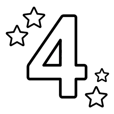 Number 4 and 4 little stars