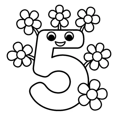 Number 5 and 5 lovely flowers