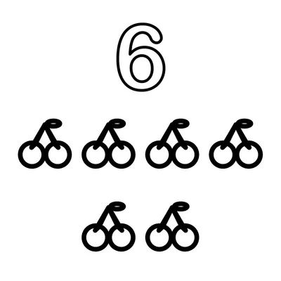 Chiffre 6 et 6 jolies cerises
