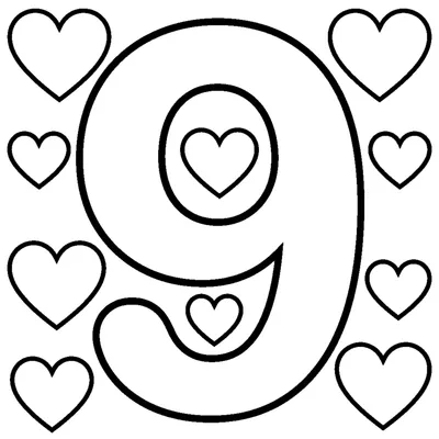 Number 9 and 9 shiny hearts