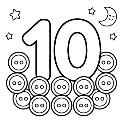 Number 10 and 10 round buttons