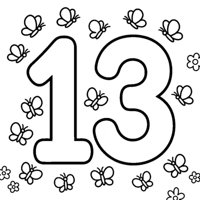 Número 13 e 13 borboletinhas