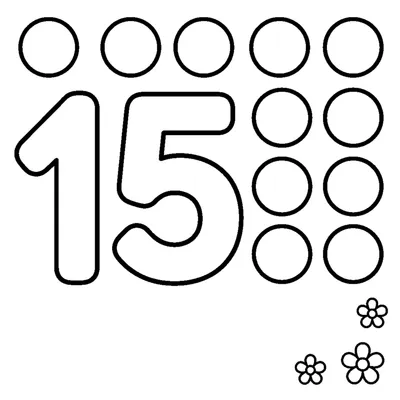 Número 15 e 15 contas brilhantes