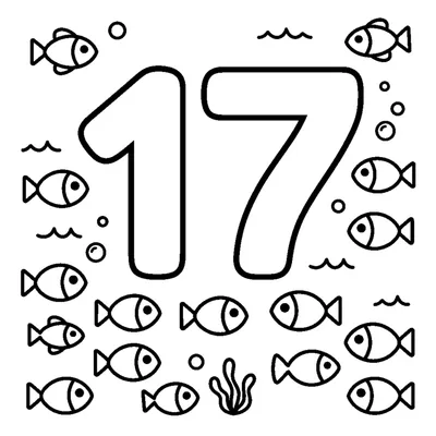 Number 17 and 17 cute fish